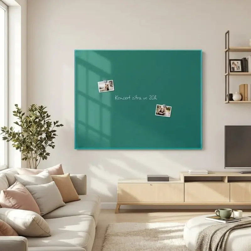 Zelená smaragdová skleněná magnetická tabule domácí SMATAB